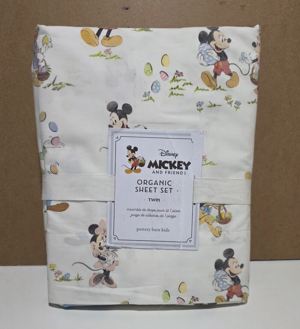 Pottery Barn Kids Mickey Mouse Organic Percale Twin Sheets Mickey&friends